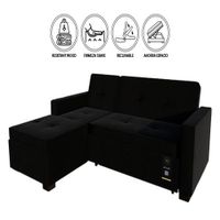 Sofá Cama Multifuncional Debar Izquierdo 3 Cuerpos - Negro