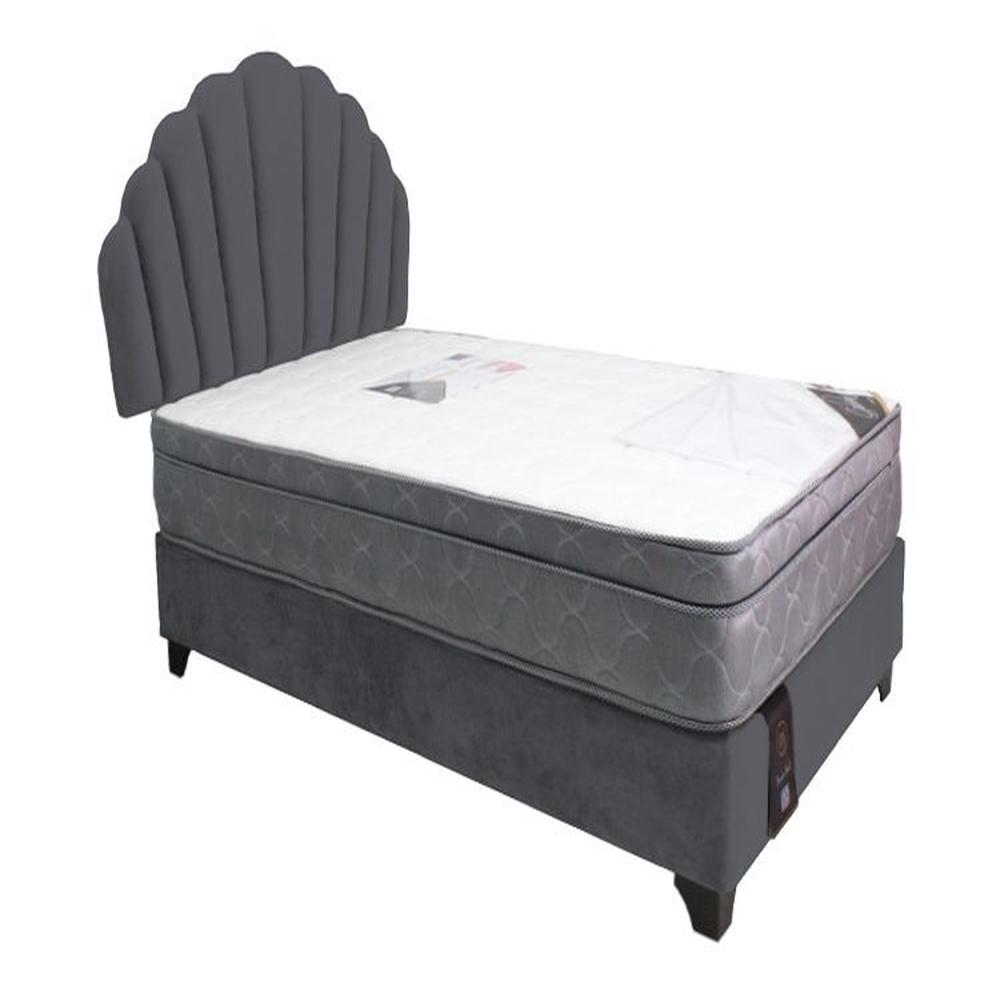 Dormitorio Afrodita + Cabecera patas ajustables + colchon 1.5 plz - Gris Oscuro