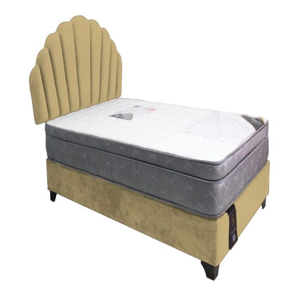 Dormitorio Afrodita + Cabecera patas ajustables + colchon 1.5 plz - Beige Oscuro