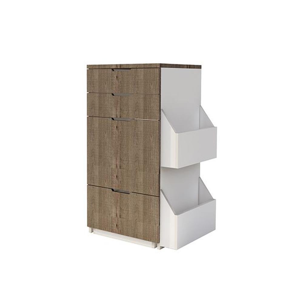 Tocador Joyero Brezo Con Espejo Abatible - Macchiato y Blanco