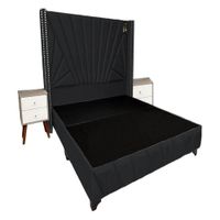 Dormitorio Lienz Queen + Cabecera + 2 Veladores - Negro