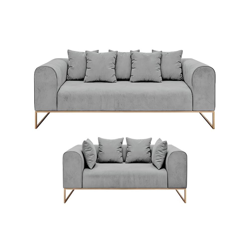 Juego de sala 3 2 Luxury Dolneni - Gris claro