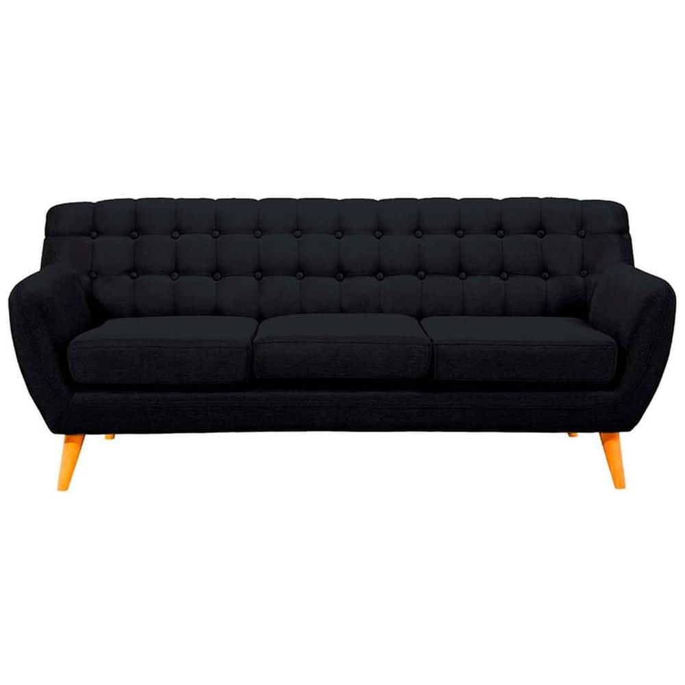 Sofá Vintage Louth 3 cuerpos - Negro
