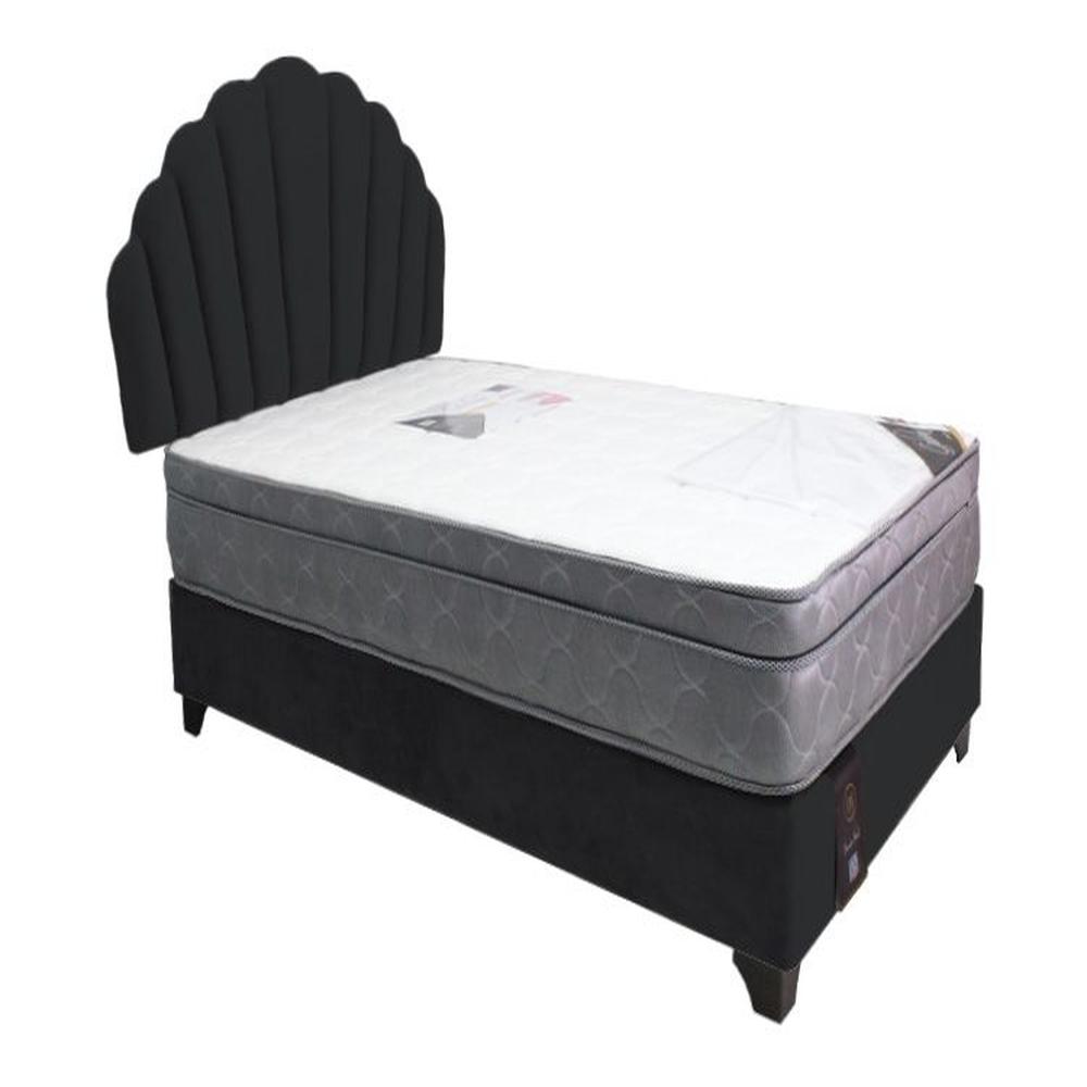 Dormitorio Afrodita + Cabecera patas ajustables + colchon 1.5 plz - Negro