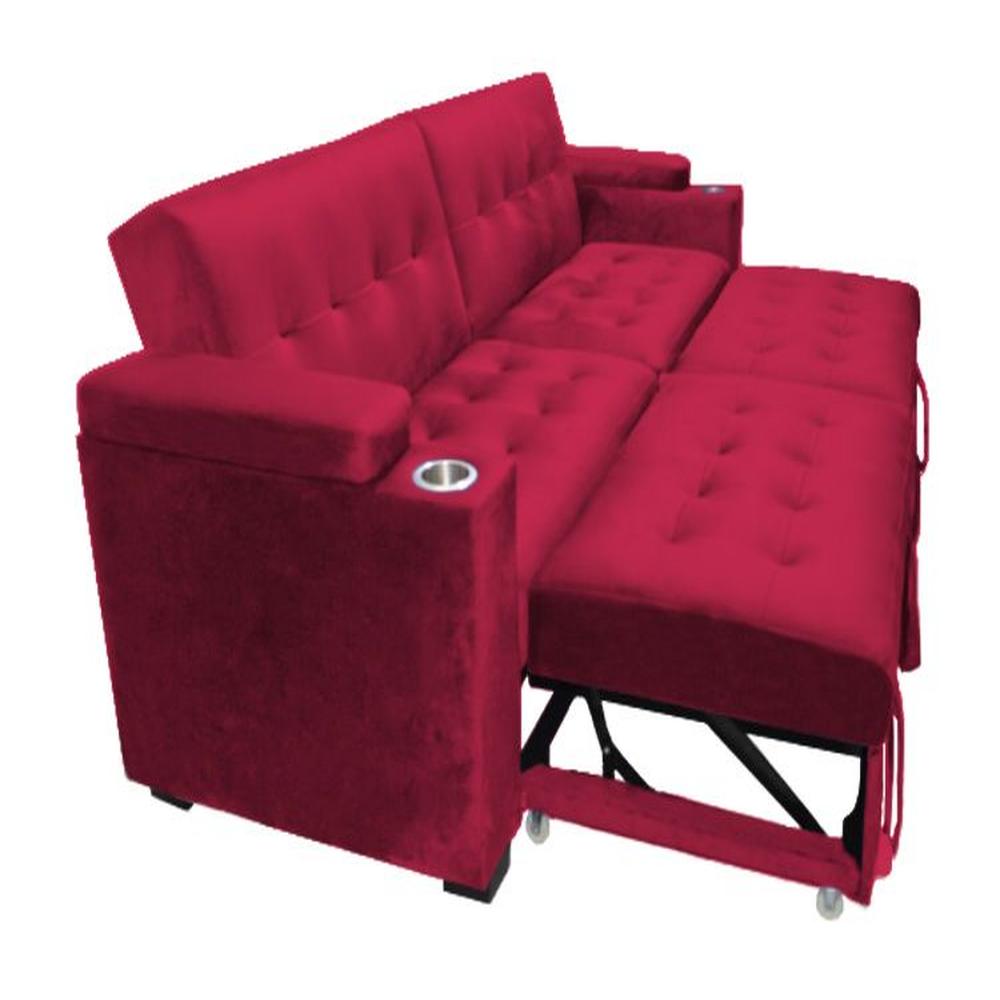 Sofa Cama Madison con Portavaso y almacenamiento King - Rojo