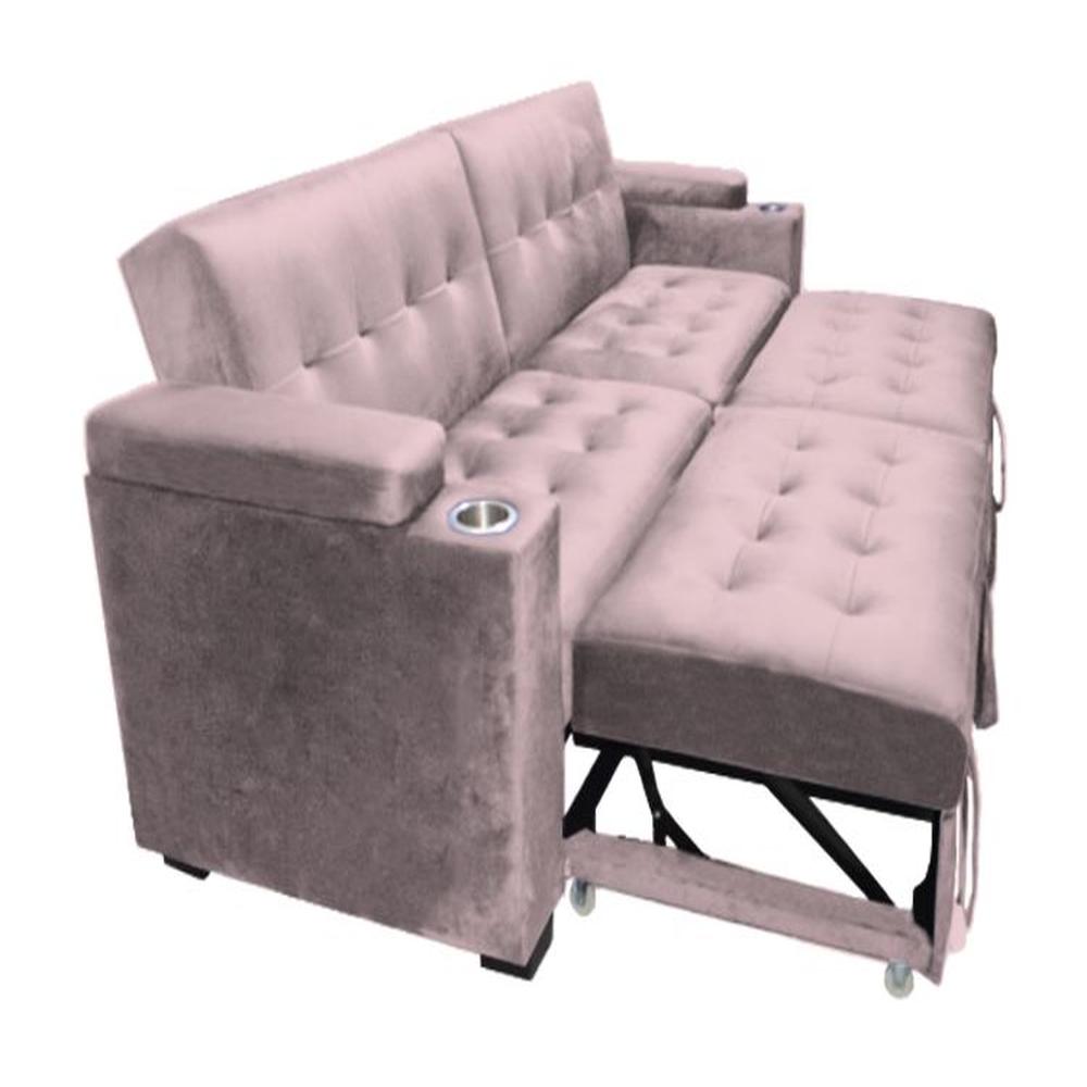 Sofa Cama Madison con Portavaso y almacenamiento King - Rosado