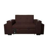 Sofá Cama Madison 1.5 Plz con Portavaso + Puff - Chocolate