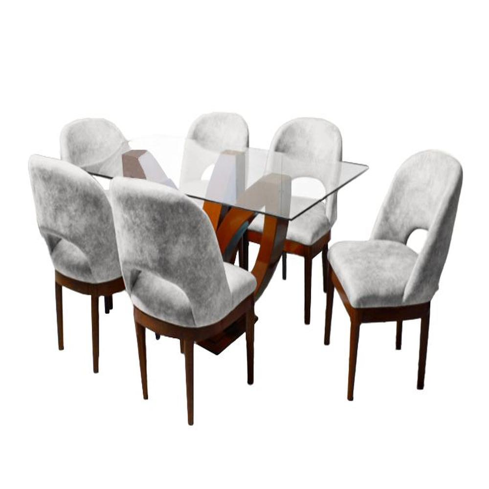 Juego de Comedor Brasilia con 6 Sillas Mesa de Vidrio - Ivory
