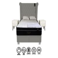 Dormitorio Pocket VIP 4 Cajones 2 Plz + 2 Veladores - Gris Oscuro