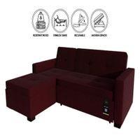 Sofá Cama Multifuncional Debar Izquierdo 3 Cuerpos - Vino