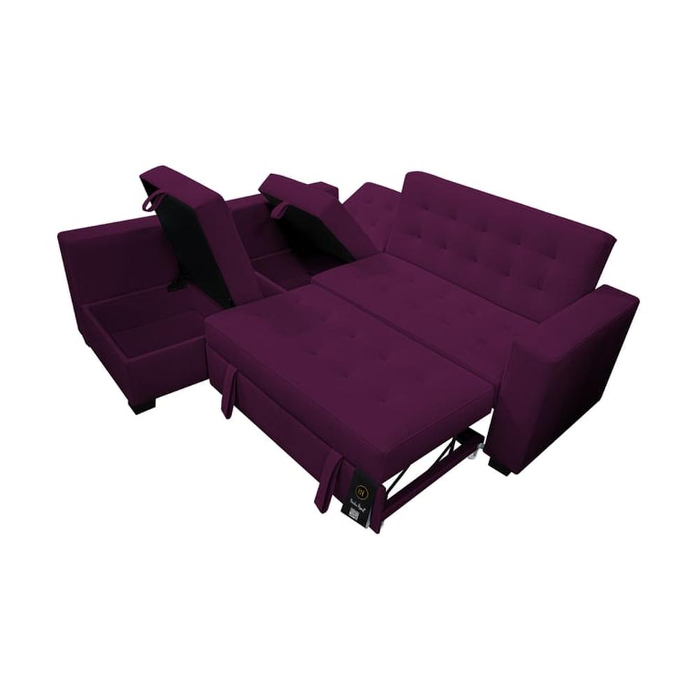 Sofá Cama Multifuncional Kavala 3 Cuerpos - Púrpura
