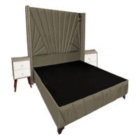 Dormitorio Lienz 2 Plz + Cabecera + 2 Veladores - Beige Oscuro