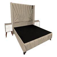 Dormitorio Lienz 2 Plz + Cabecera + 2 Veladores - Beige Claro
