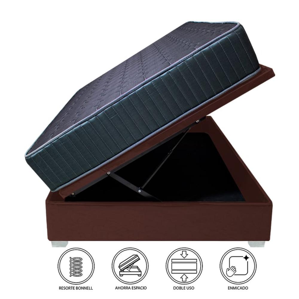 Cama Box Espacio Trento Dual Rest 2 plz - Chocolate