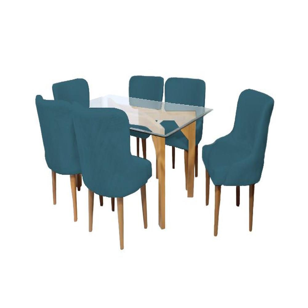 Juego de Comedor Recife Con 6 Sillas Mesa de Vidrio - Cobalto
