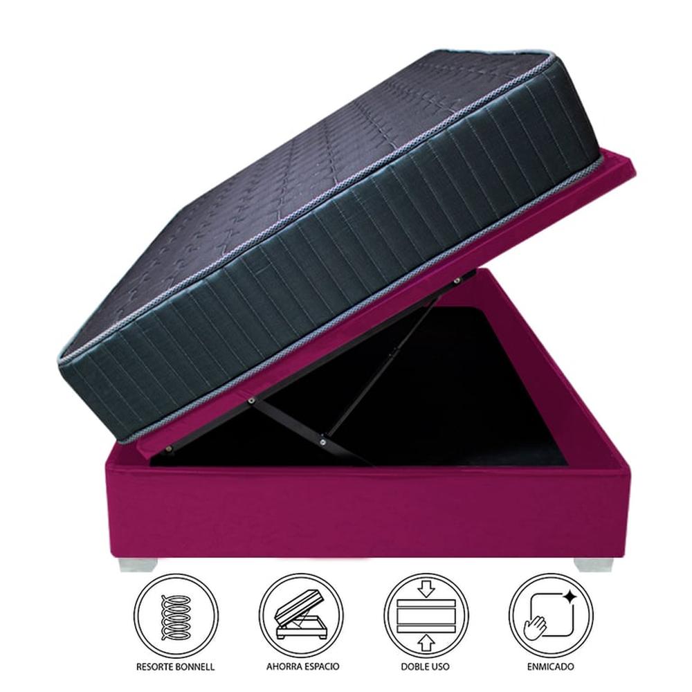 Cama Box Espacio Trento Dual Rest 1.5 plz - Purpura