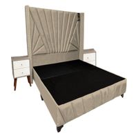 Dormitorio Lienz Queen + Cabecera + 2 Veladores - Beige Claro