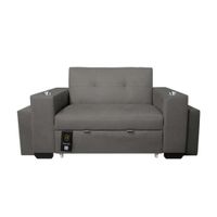 Sofá Cama Madison 2 Plz con Portavaso + Puff - Gris Oscuro