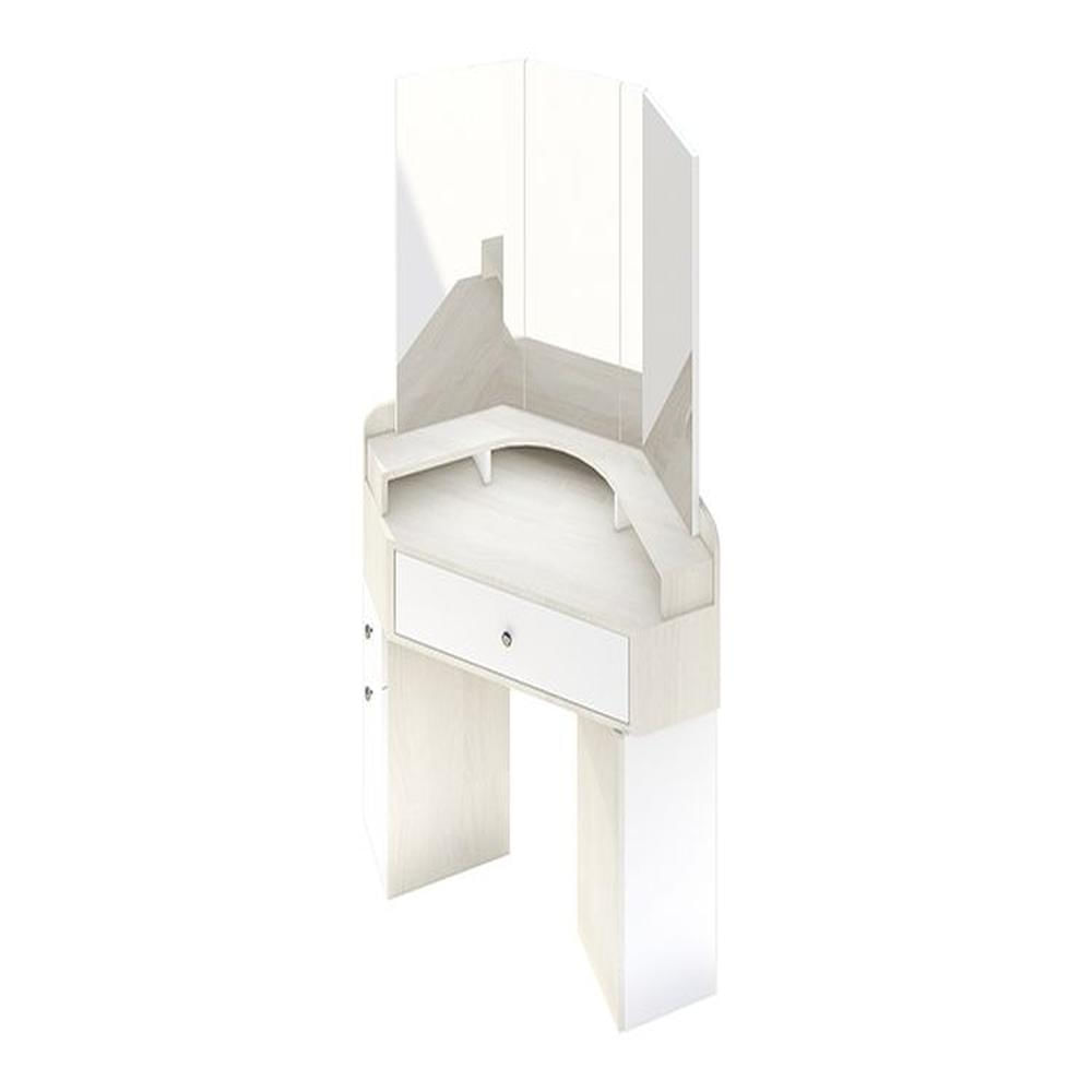 Tocador Esquinero Rose con Espejo - Polar y Blanco