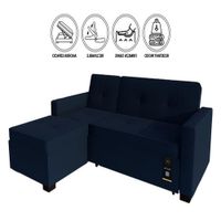 Sofá Cama Multifuncional Debar Izquierdo 3 Cuerpos - Azul Marino