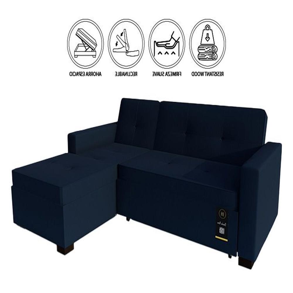 Sofá Cama Multifuncional Debar Izquierdo 3 Cuerpos - Azul Marino