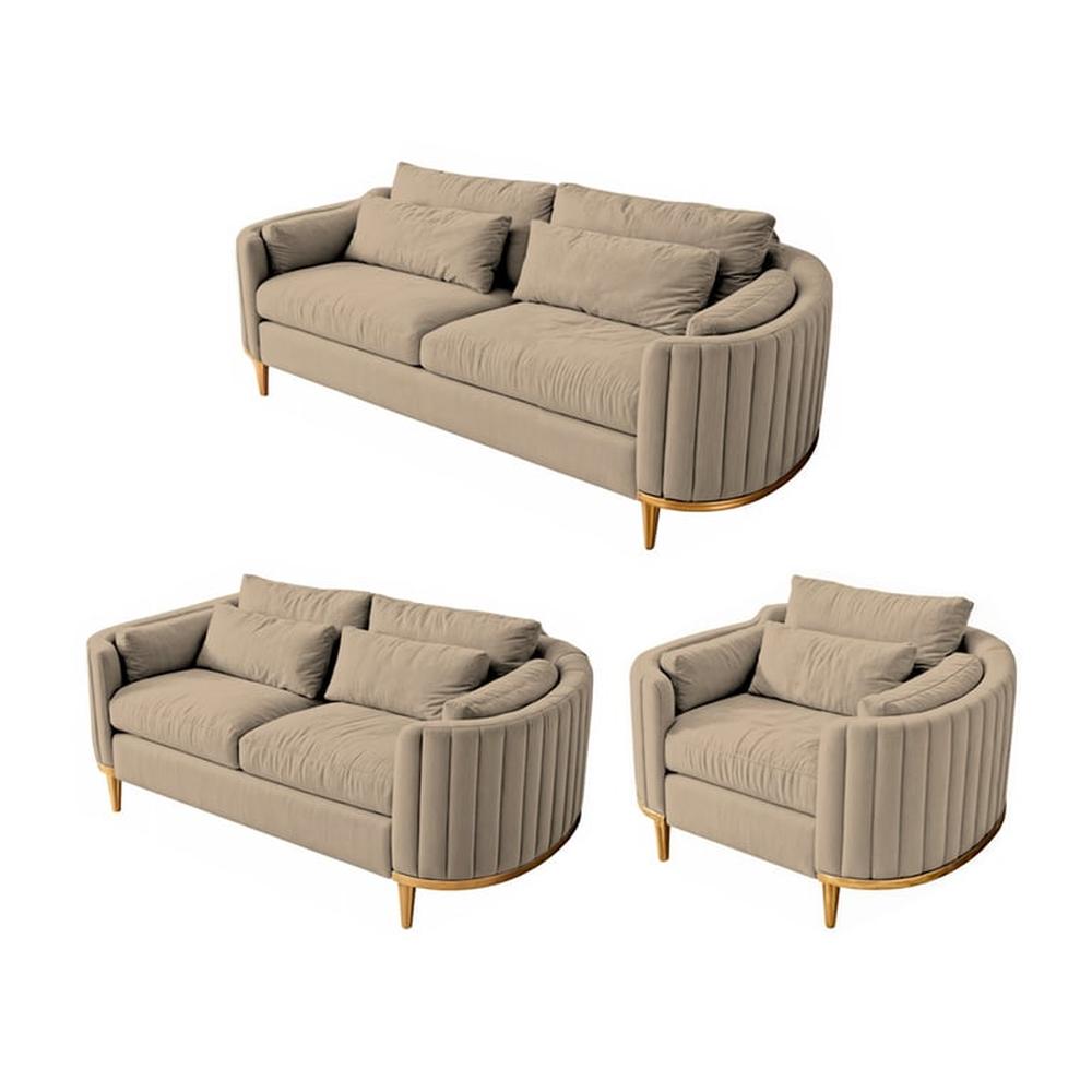 Juego de sala 3 2 1 Luxury Serris - Beige claro