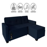 Sofá Cama Seccional Debar Derecho 3 Cuerpos - Azul Marino