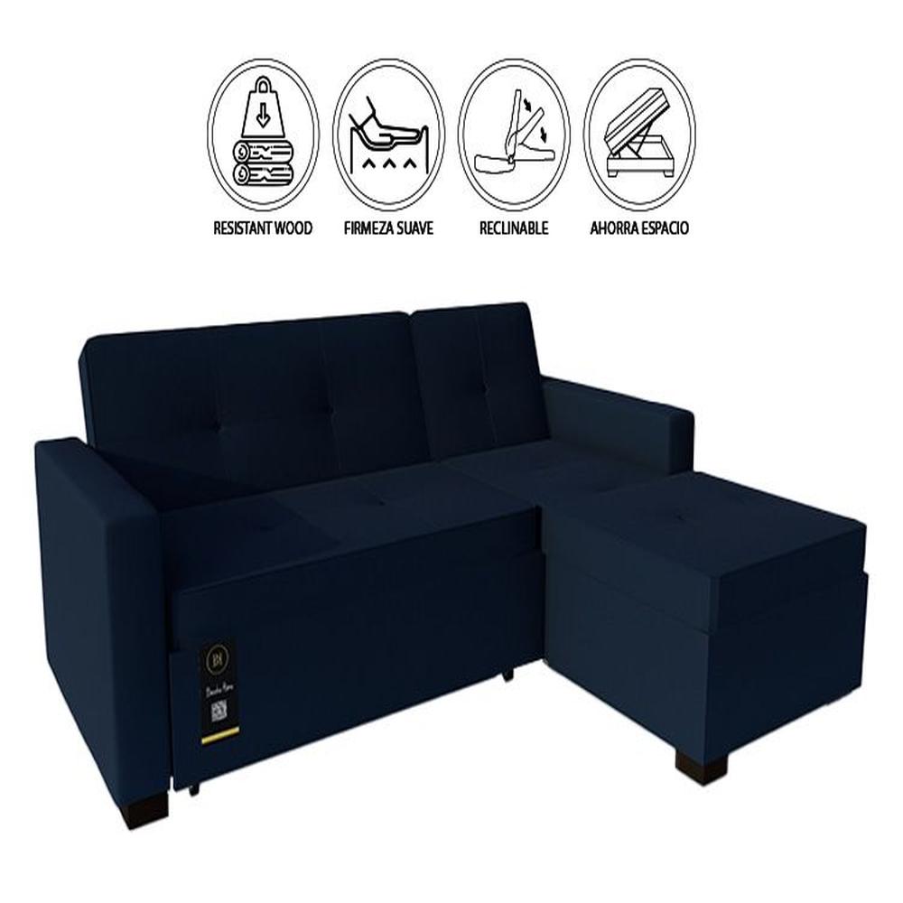 Sofá Cama Seccional Debar Derecho 3 Cuerpos - Azul Marino