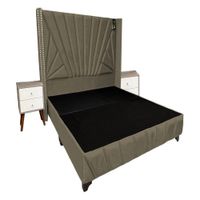 Dormitorio Lienz Queen + Cabecera + 2 Veladores - Beige Oscuro