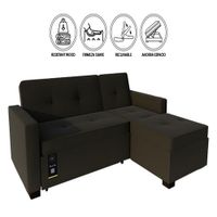 Sofá Cama Seccional Debar Derecho 3 Cuerpos - Chocolate Oscuro