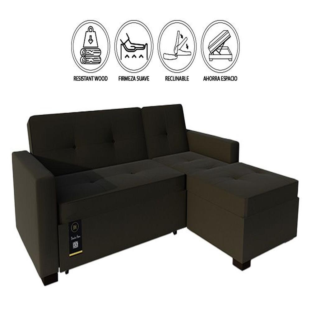 Sofá Cama Seccional Debar Derecho 3 Cuerpos - Chocolate Oscuro