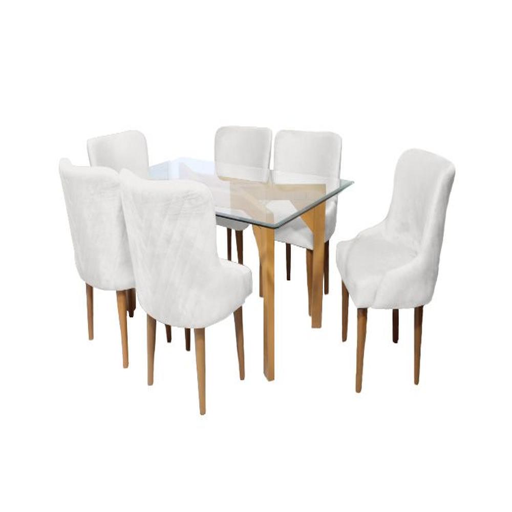 Juego de Comedor Recife Con 6 Sillas Mesa de Vidrio - Ivory