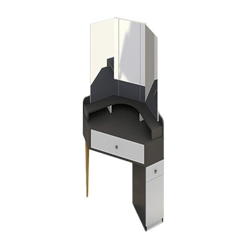 Tocador Esquinero Poppy Con Espejo - Gris Grafito y Blanco