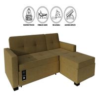 Sofá Cama Seccional Debar Derecho 3 Cuerpos - Beige Oscuro