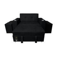 Sofá Cama Madison 2 Plz con Portavaso + Puff - Negro