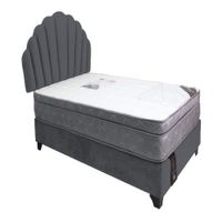 Dormitorio Afrodita + Cabecera patas ajustables + colchon 2 plz - Gris Oscuro
