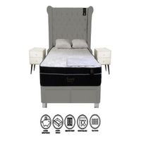 Dormitorio Pocket VIP 4 Cajones 1.5 Plz + 2 Veladores - Gris Oscuro