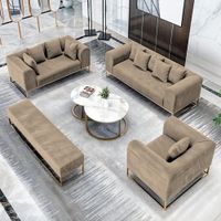 Juego de sala 3 2 1 Dolneni + Banqueta + Mesa de centro - Beige claro