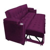 Sofa Cama Madison con Portavaso y almacenamiento King - Púrpura