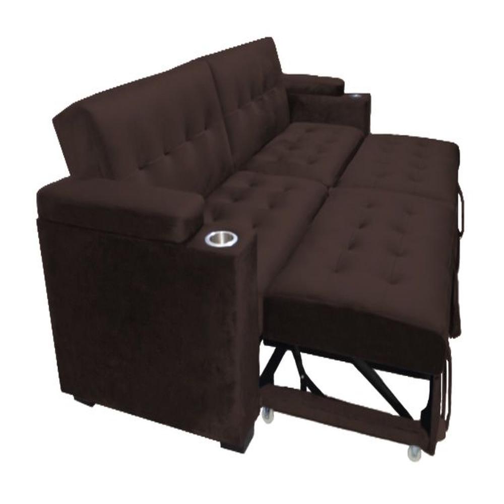 Sofa Cama Madison con Portavaso y almacenamiento King - Chocolate