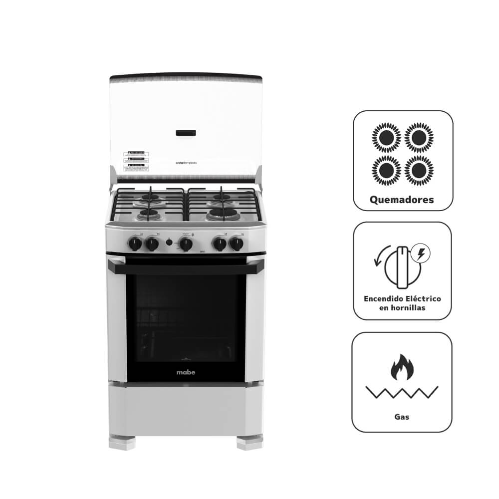 Cocina a Gas MABE 4 Quemadores CMP6012AG1 Silver