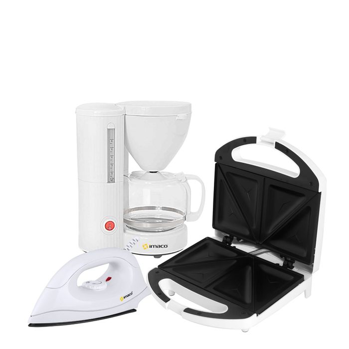 Tricombo IMACO Cafetera ICM608 Sandwichera IST101 Plancha ID1