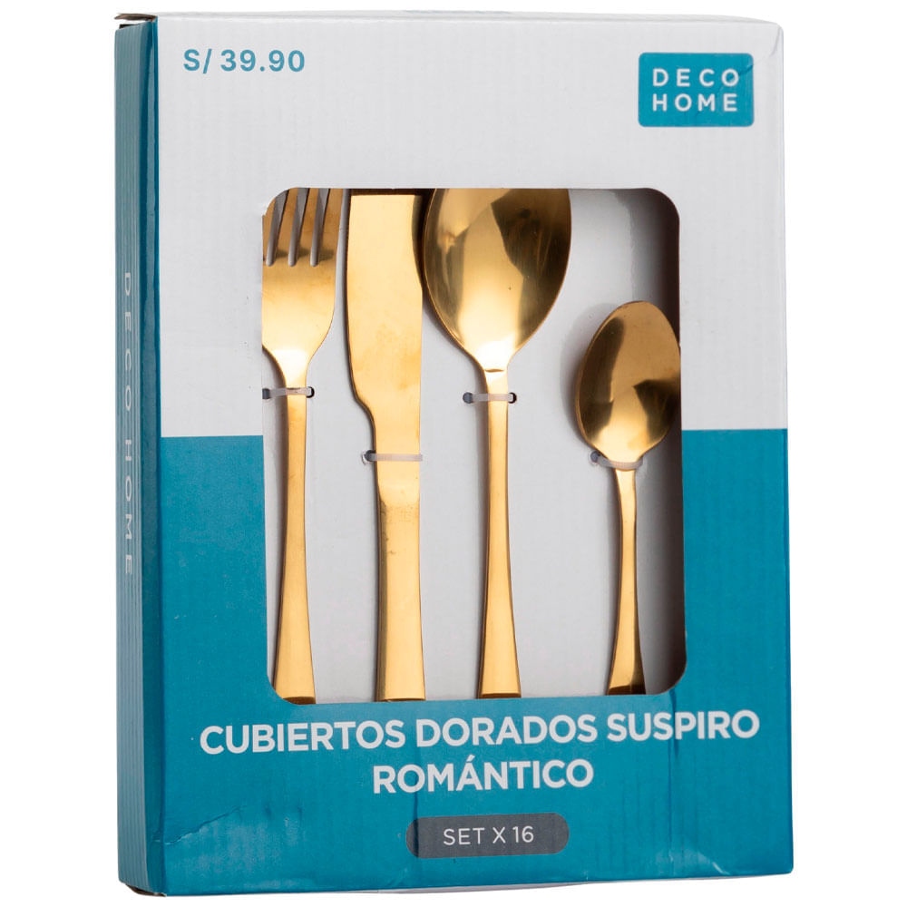 Set de Cubiertos DECO HOME Dorad Suspiro Romántico 16pzas