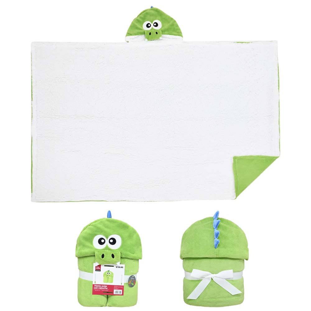 Manta Polar VIVA HOME Con Capucha Dino