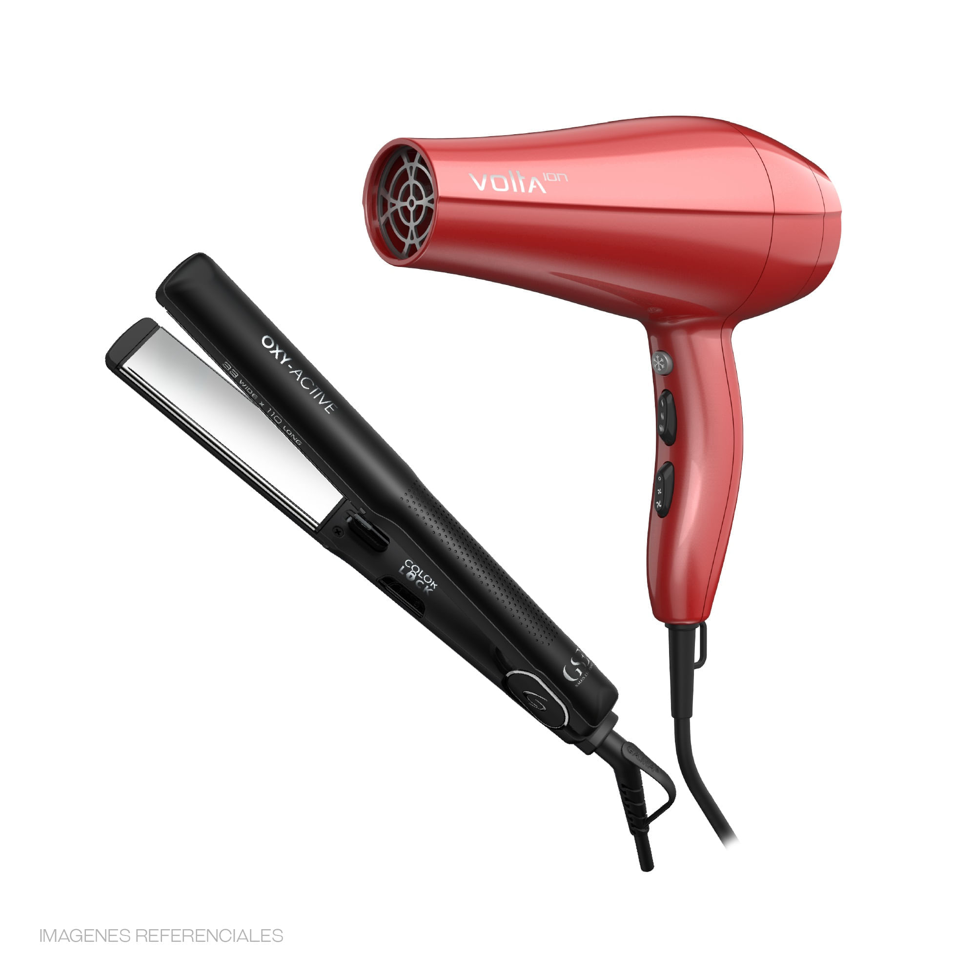 Pack Profesional GAMA Secadora + Plancha Rojo