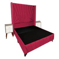 Dormitorio Lienz Queen + Cabecera + 2 Veladores - Rojo