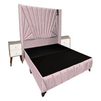 Dormitorio Lienz Queen + Cabecera + 2 Veladores - Rosado