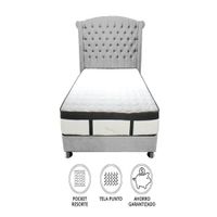 Dormitorio Platinium Con Almohada y Cojin Queen - Gris Claro