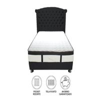 Dormitorio Platinium Con Almohada y Cojin Queen - Negro