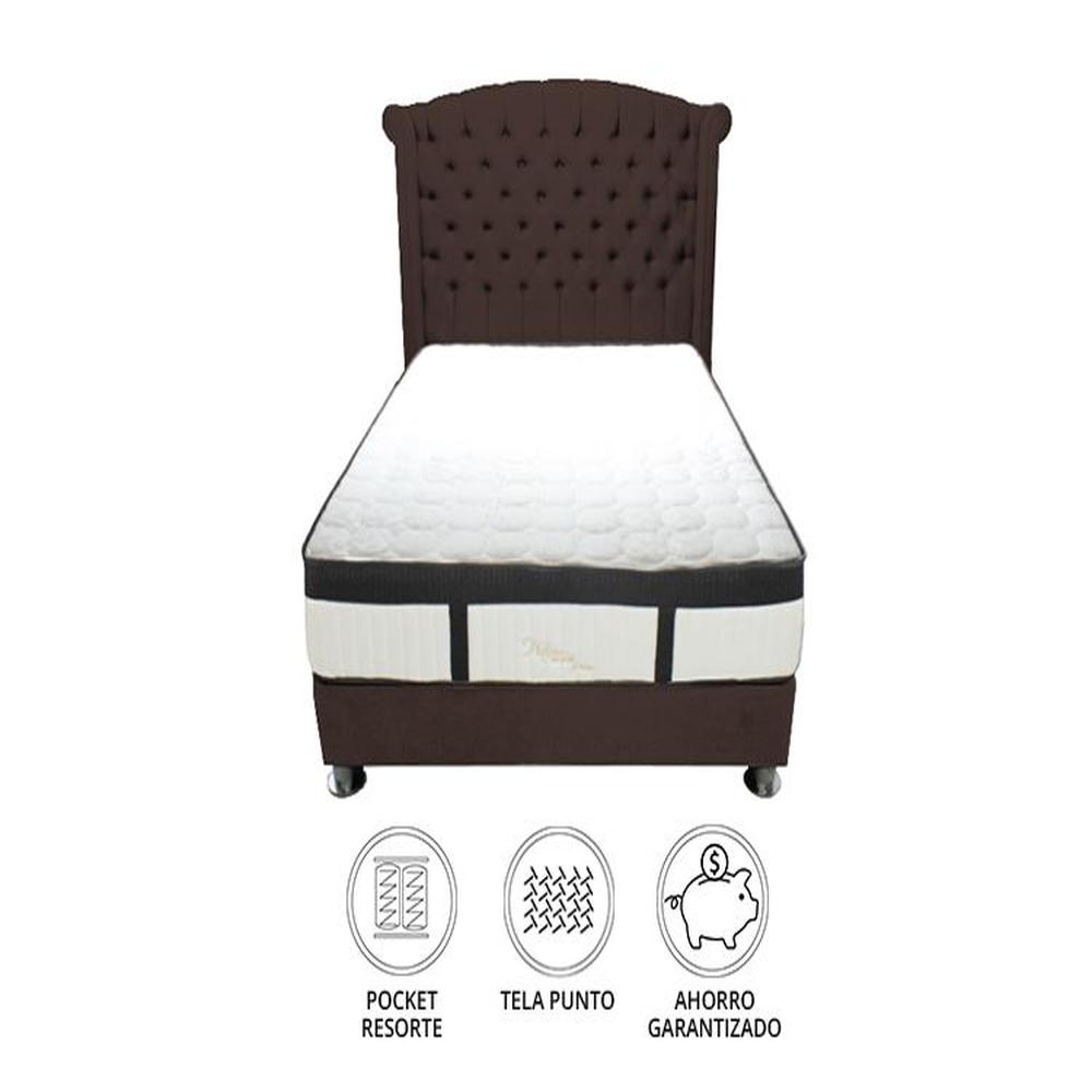 Dormitorio Platinium Con Almohada y Cojin Queen - Chocolate